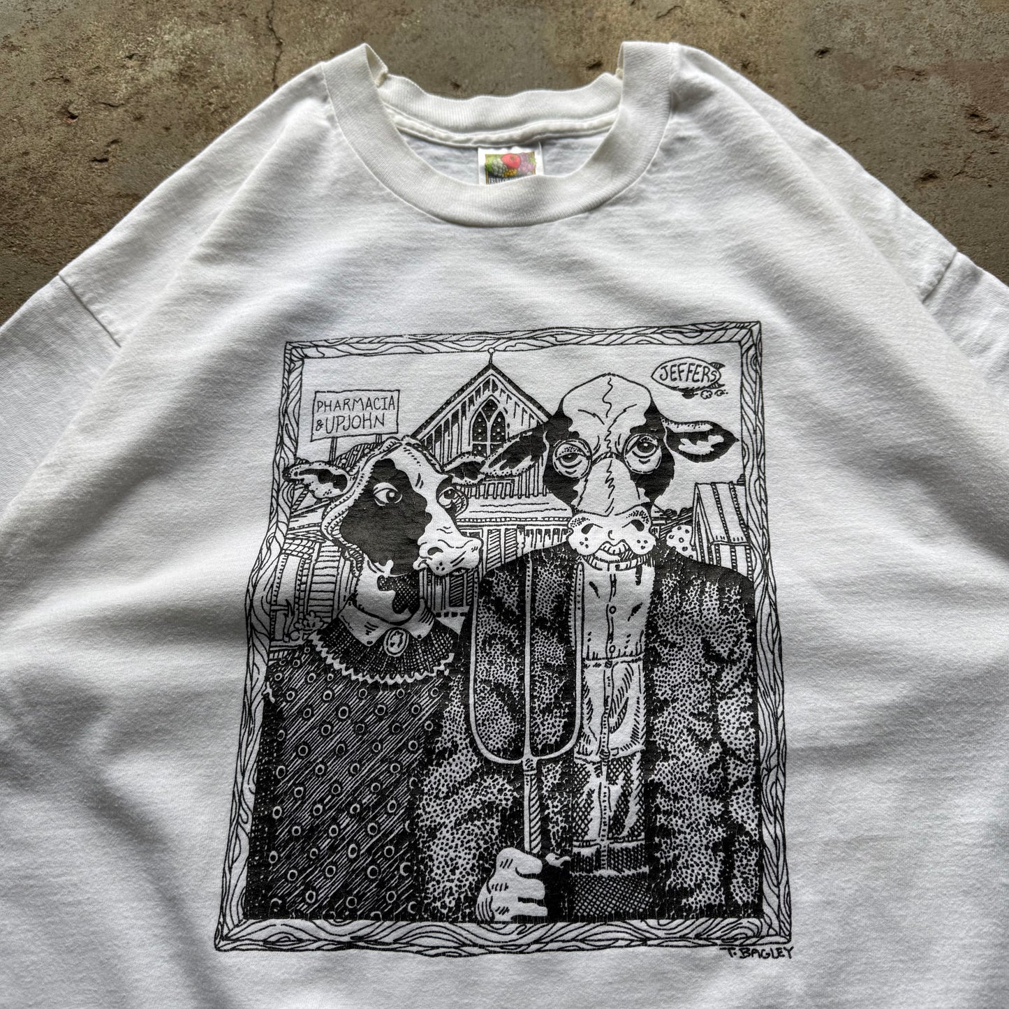 90’s American Gothic Cow Parody Art Tee