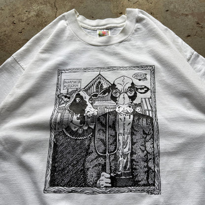 90’s American Gothic Cow Parody Art Tee