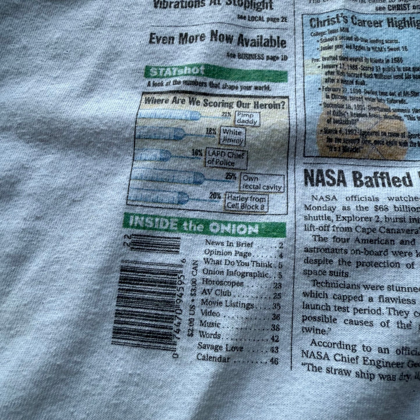 Late 90’s Then Onion “Christ Returns To NBA” News Paper Tee