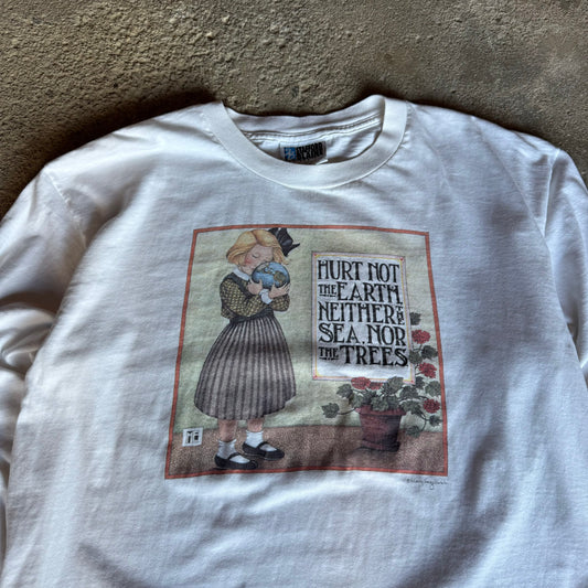 90’s Stafford Blaine “Hurt Not the Earth, Neither the Sea, Nor the Trees. Art Activism Long Sleeve Shirt Size XL