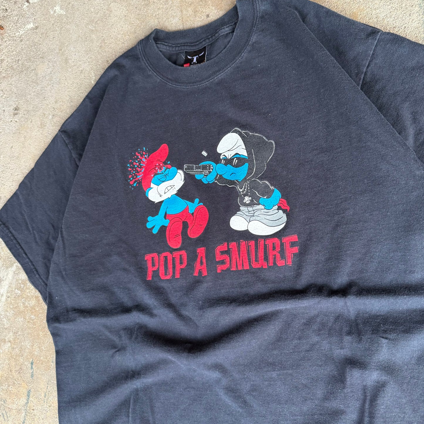 2000’s Pop A Smurf Poppa Smurf Parody Shirt Size L