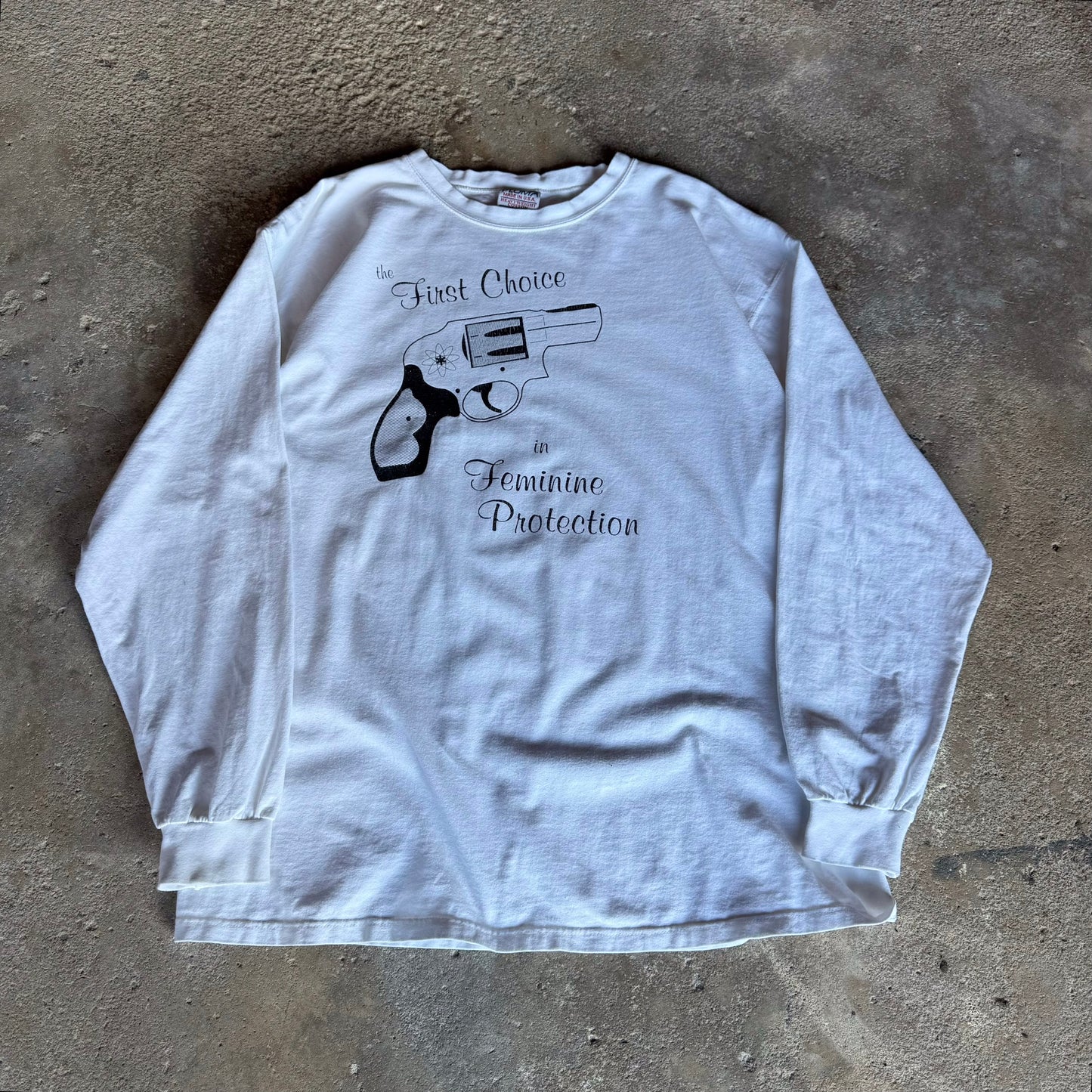 Late 90’s “The First Choice in Feminine Protection” Gun LongSleeve Shirt Size L