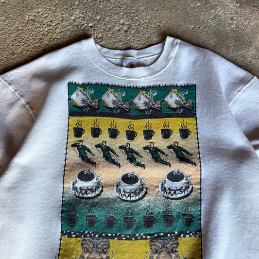 90’s Ken Brown “Mr. Coffee” Art Crewneck Sweatshirt Size XL