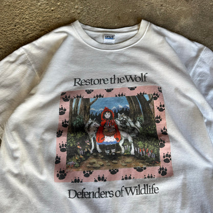 2000’s Defenders of Wildlife “Little Red Riding Hood LIED” Art Activism Shirt Size L