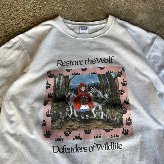 2000’s Defenders of Wildlife “Little Red Riding Hood LIED” Art Activism Shirt Size L