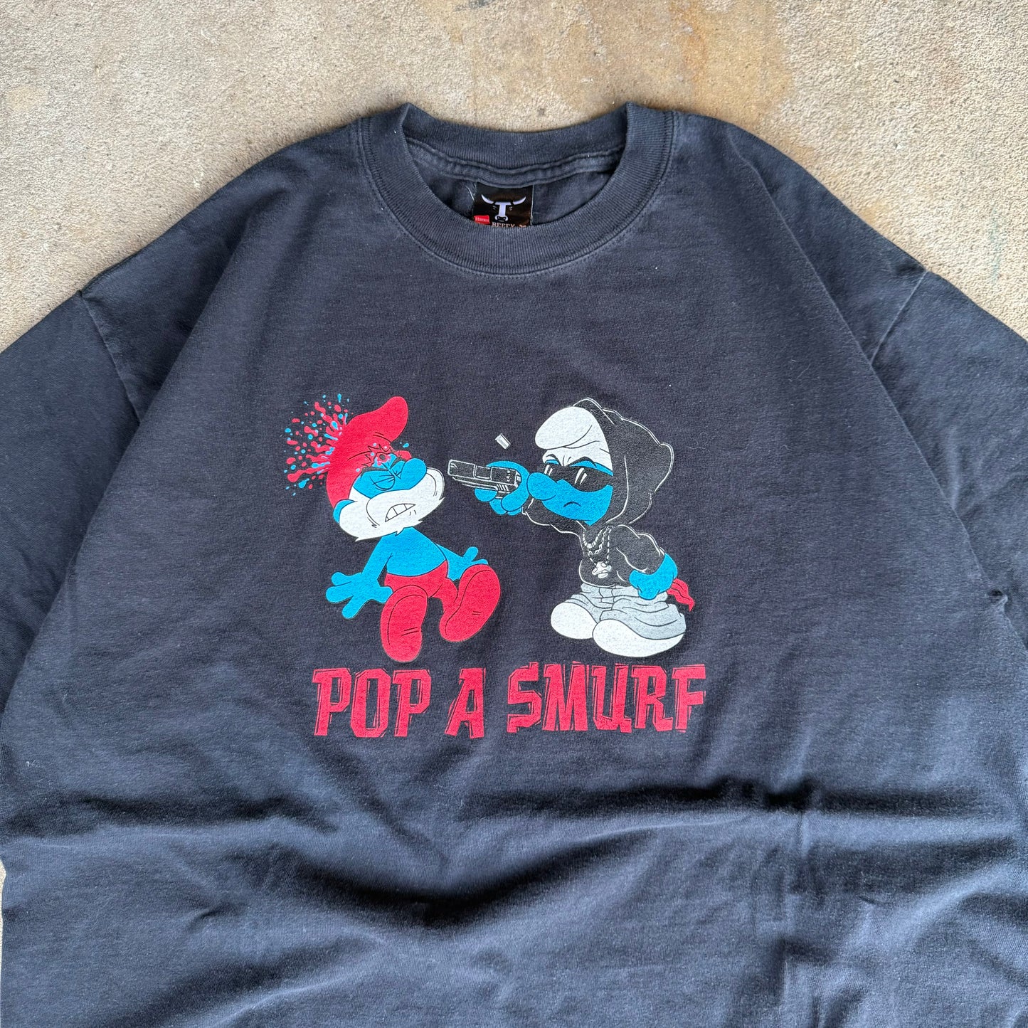 2000’s Pop A Smurf Poppa Smurf Parody Shirt Size L