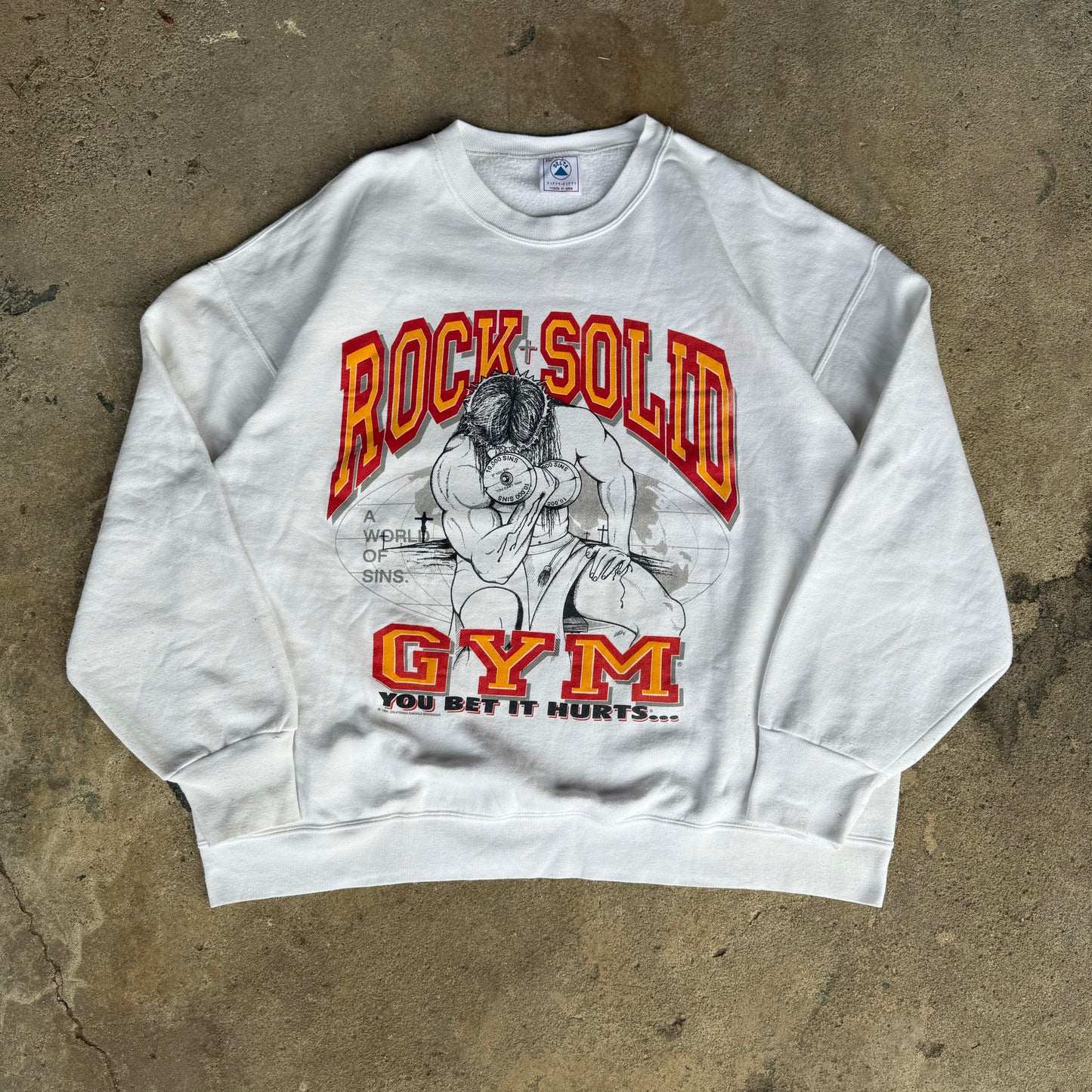 90’s Rock Solid Gym Jesus Crewneck Sweatshirt Size XXL