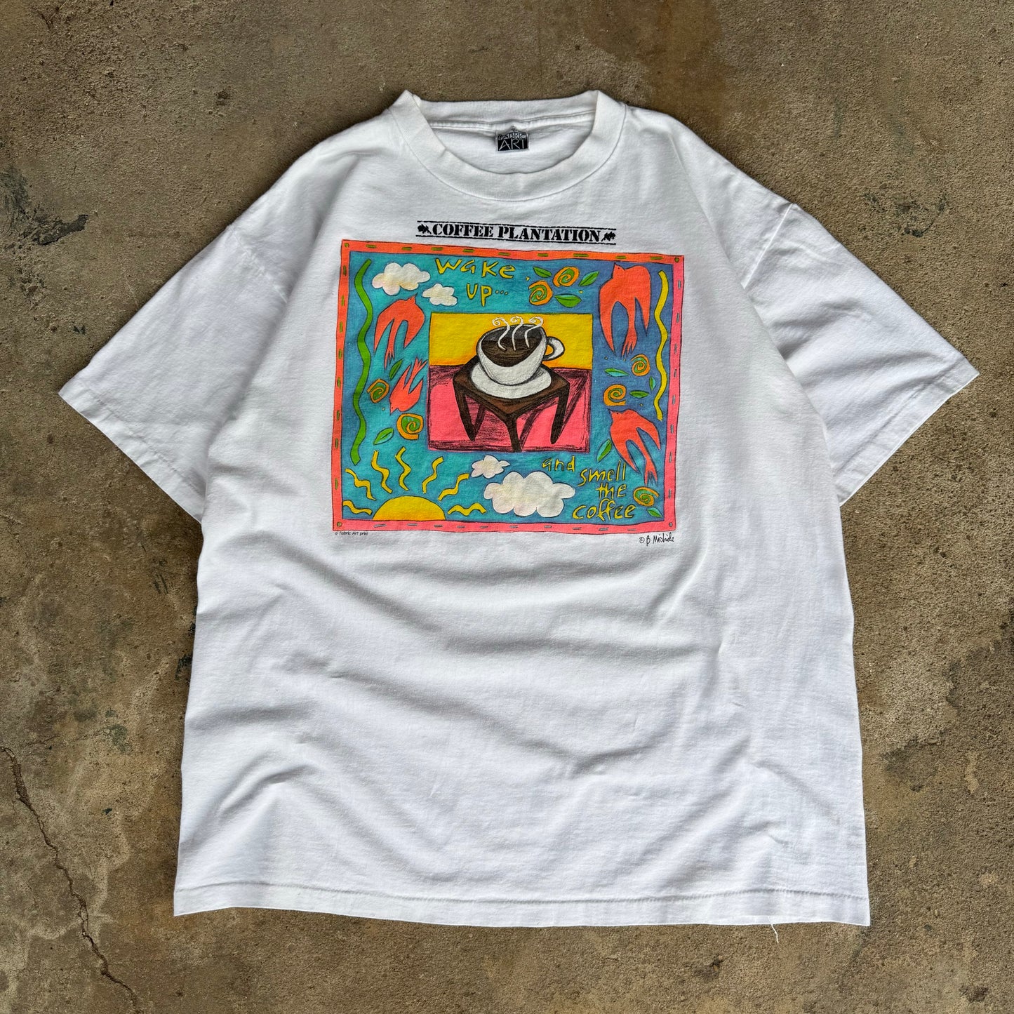 90’s Coffee Plantation “Wake Up… and Smell the Coffee” Art Shirt Size XL