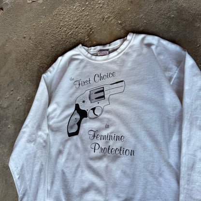 Late 90’s “The First Choice in Feminine Protection” Gun LongSleeve Shirt Size L