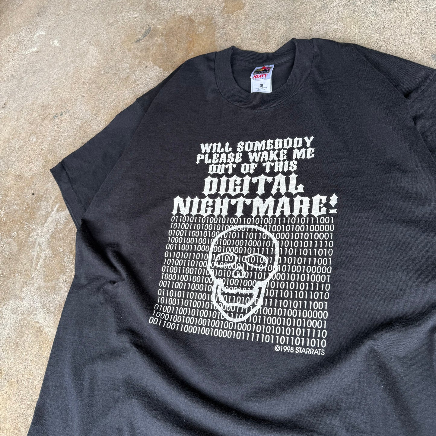 Late 90’s Starrats “Will someone please wake me out of this digital nightmare” Skull Shirt Size XL