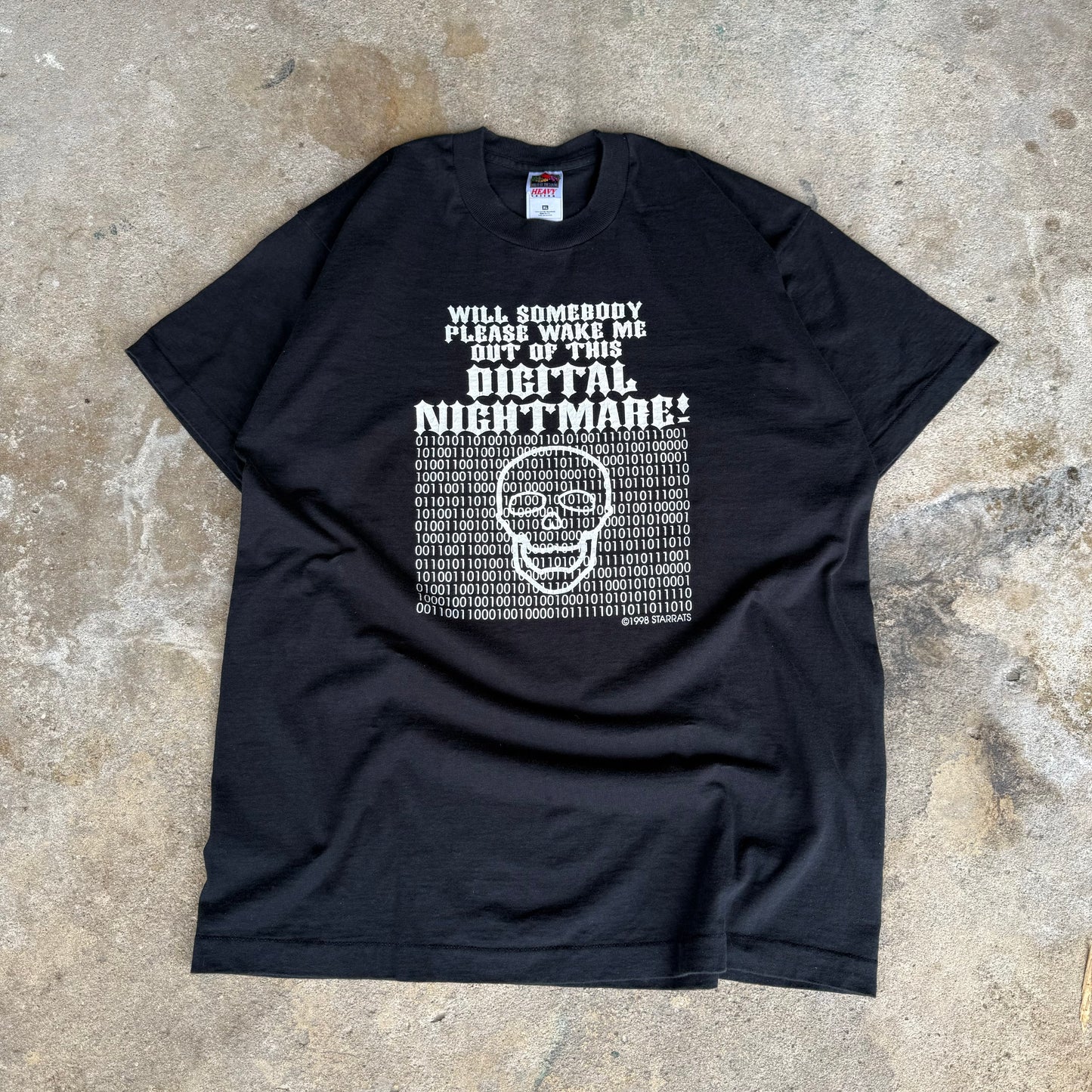 Late 90’s Starrats “Will someone please wake me out of this digital nightmare” Skull Shirt Size XL