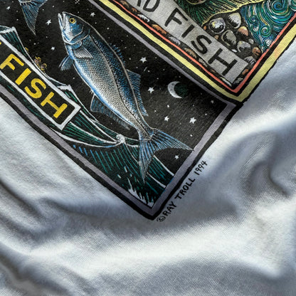 90’s Ray Troll “One Fish Two Fish Dead Fish Blue Fish” Dr. Seuss Parody Shirt Size XL