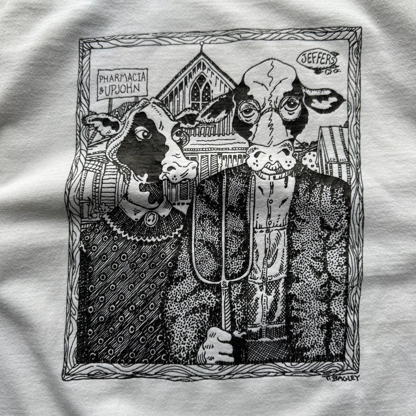 90’s American Gothic Cow Parody Art Tee