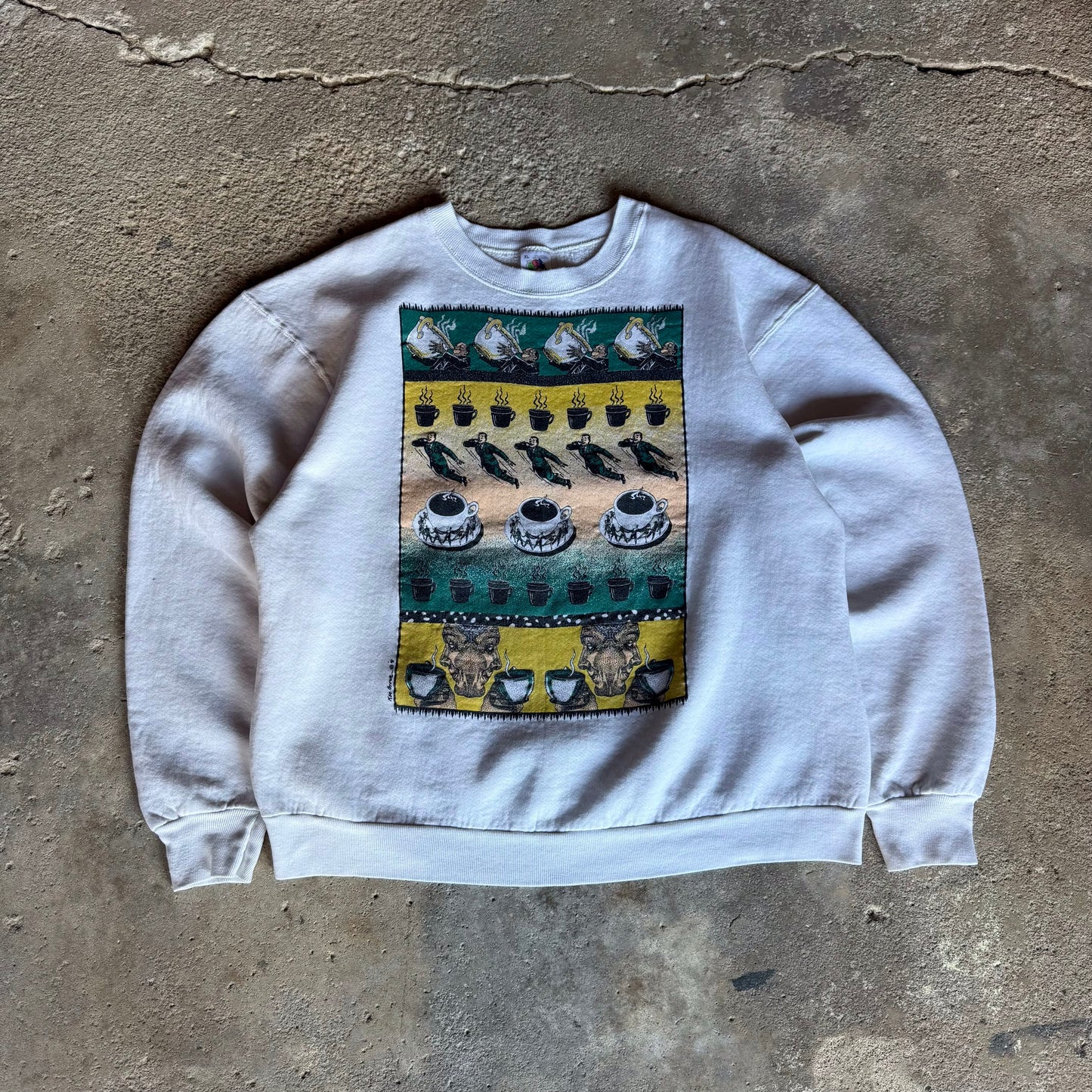 90’s Ken Brown “Mr. Coffee” Art Crewneck Sweatshirt Size XL