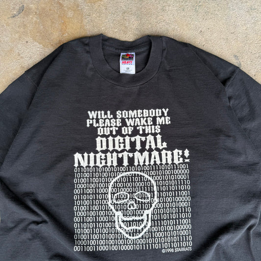 Late 90’s Starrats “Will someone please wake me out of this digital nightmare” Skull Shirt Size XL