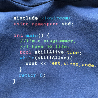 2000’s “eat, sleep, code. “ Tech Hoodie