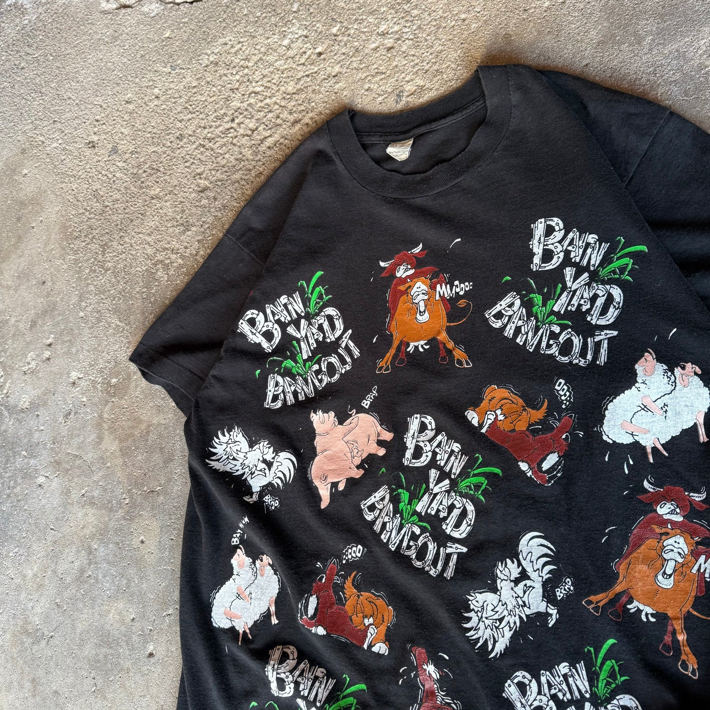 90’s Barnyard Bangout Farm Animal Sex All Over Print Shirt Size XL