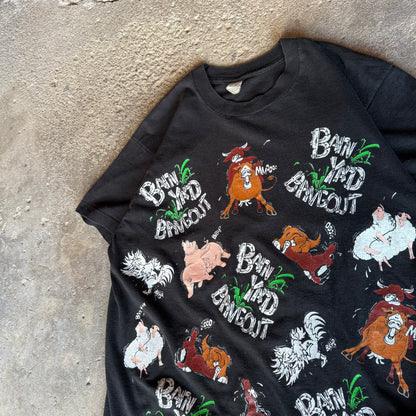 90’s Barnyard Bangout Farm Animal Sex All Over Print Shirt Size XL