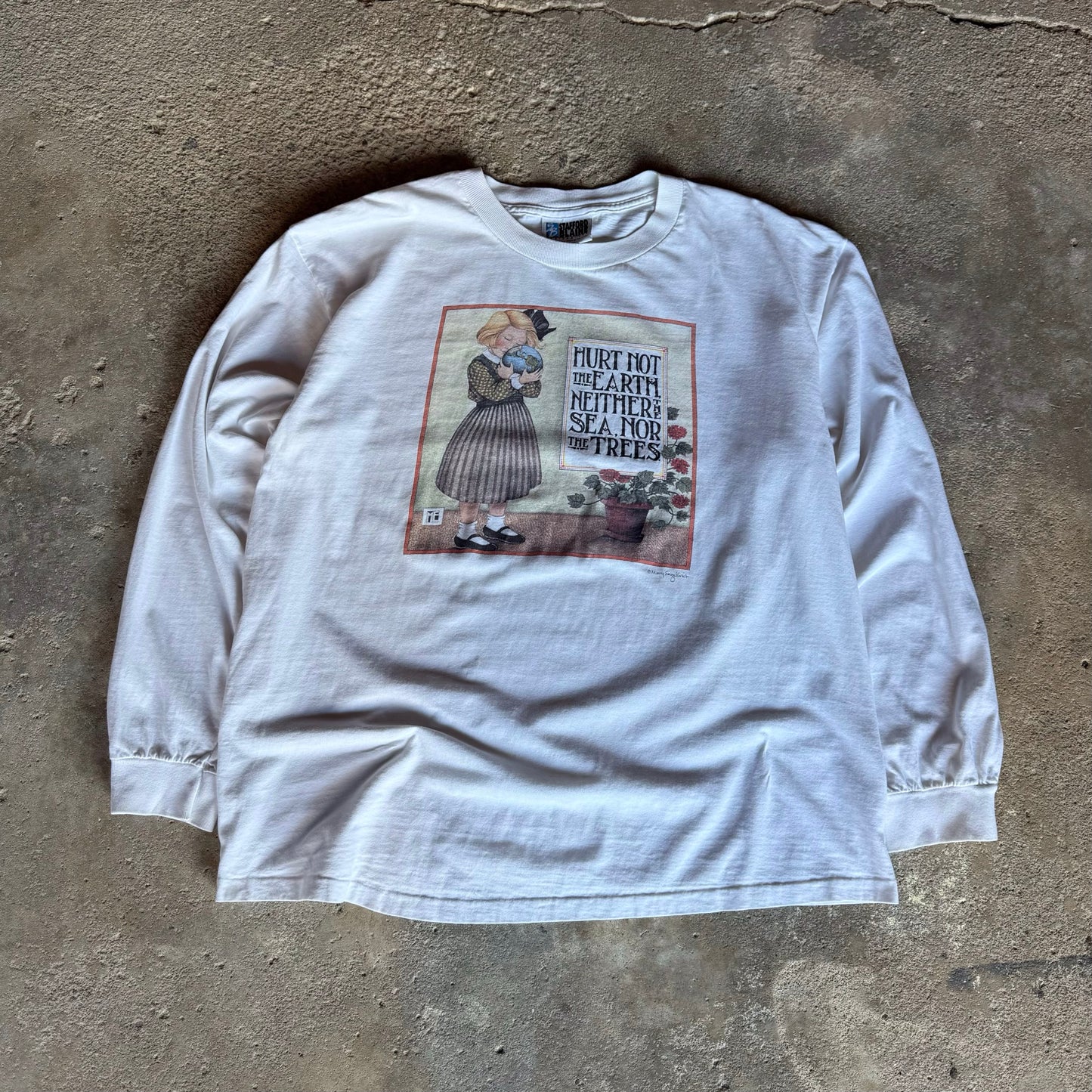 90’s Stafford Blaine “Hurt Not the Earth, Neither the Sea, Nor the Trees. Art Activism Long Sleeve Shirt Size XL