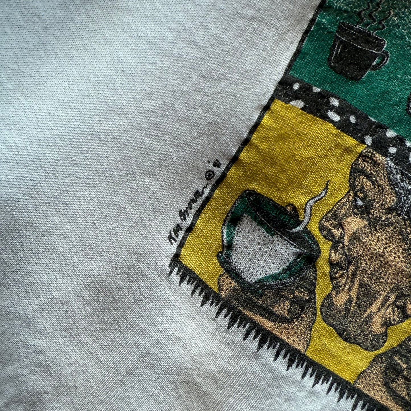 90’s Ken Brown “Mr. Coffee” Art Crewneck Sweatshirt Size XL