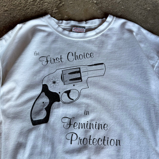 Late 90’s “The First Choice in Feminine Protection” Gun LongSleeve Shirt Size L