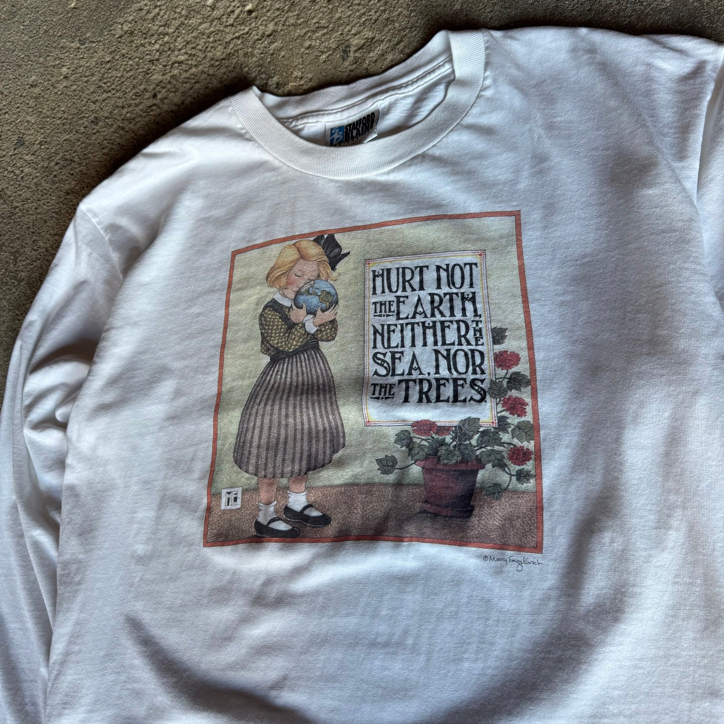 90’s Stafford Blaine “Hurt Not the Earth, Neither the Sea, Nor the Trees. Art Activism Long Sleeve Shirt Size XL