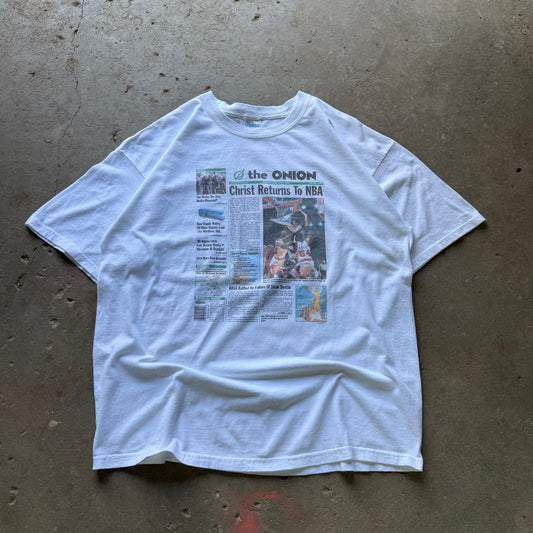 Late 90’s Then Onion “Christ Returns To NBA” News Paper Tee