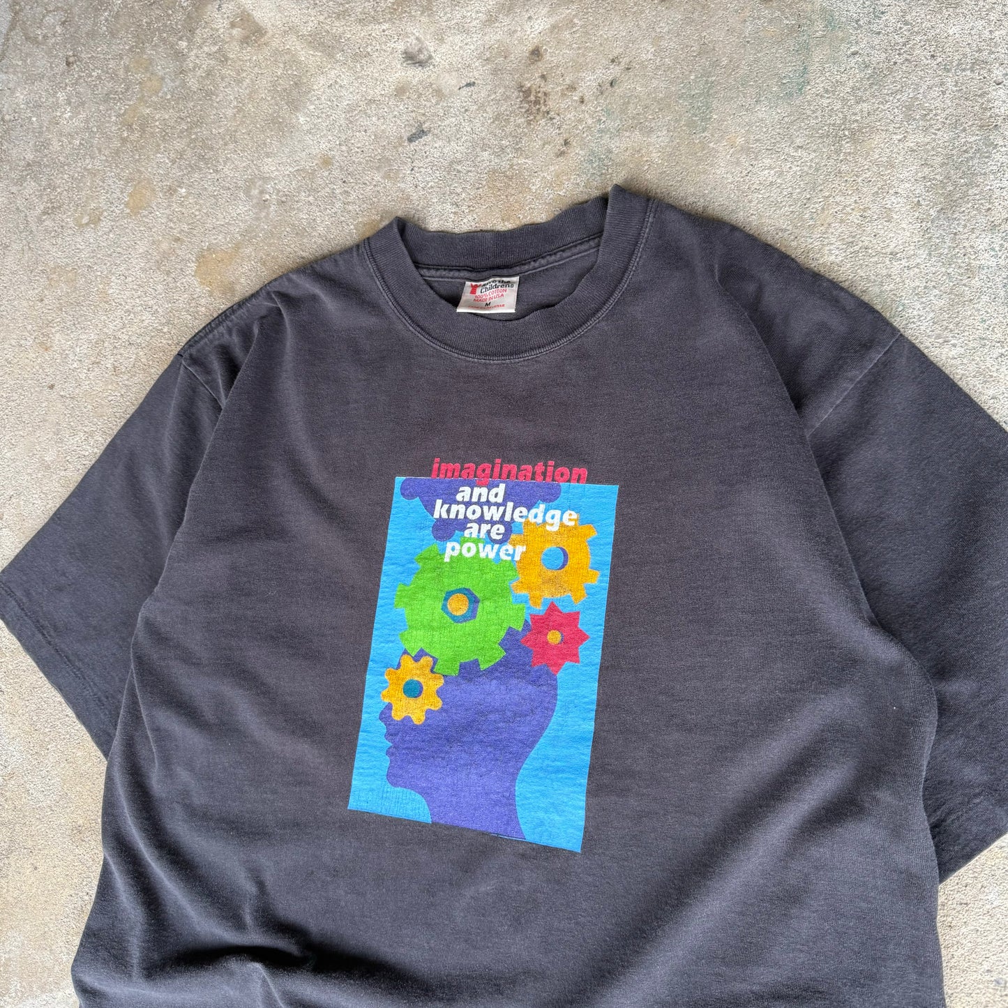 90’s Save The Children “imagination and knowledge are power” Shirt Size M